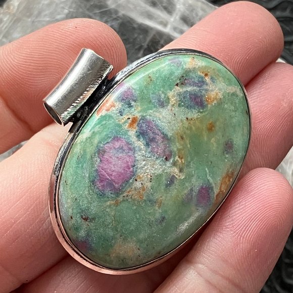Natural Ruby Fuschite Kyanite Stone Jewelry Crystal Pendant - Picture 3 of 7